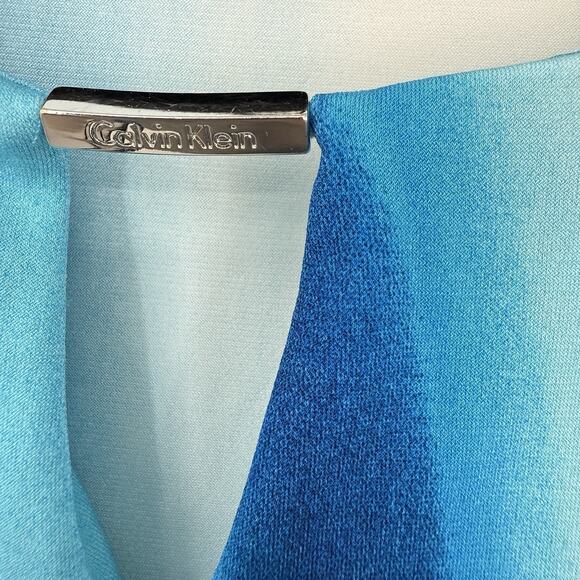 Calvin Klein Slinky knit top Women size Medium Watercolor Blue Long Sleeve - Picture 5 of 8